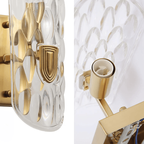 TKLD Wall & Sconce Lights Brushed Brass Metal Clear Textured Glass Single Lamp Wall Light - 40W
