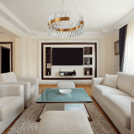 TKLD Pendant & Chandeliers Brushed Bronze Metal Crystal Built-in LED Modern Glam Chandelier Ceiling Light - 60W
