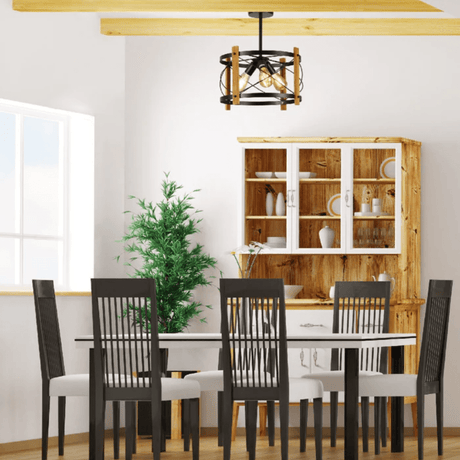 TKLD Pendant & Chandeliers Caged Candle Industrial Retro Round E27 Pendant Ceiling Light