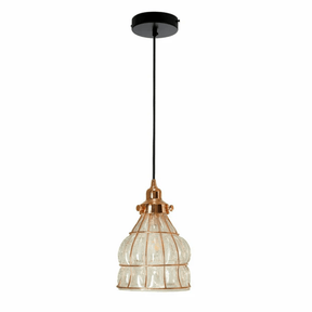 TKLD Pendant & Chandeliers Caged Copper Metal Clear Glass Bell E27 Pendant Ceiling Light