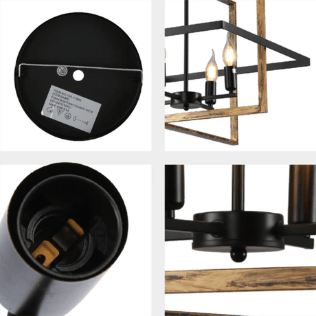 TKLD Pendant & Chandeliers Caged Gold Black Cuboid Lantern Nautical E14 Pendant Ceiling Light