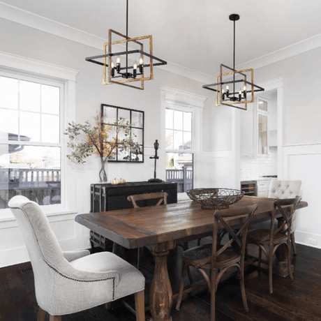 TKLD Pendant & Chandeliers Caged Gold Black Cuboid Lantern Nautical E14 Pendant Ceiling Light