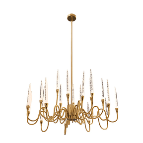 TKLD Pendant & Chandeliers Candle French Mediterranean Tiered Gold Finishing Round Chandelier Ceiling Light - 20W