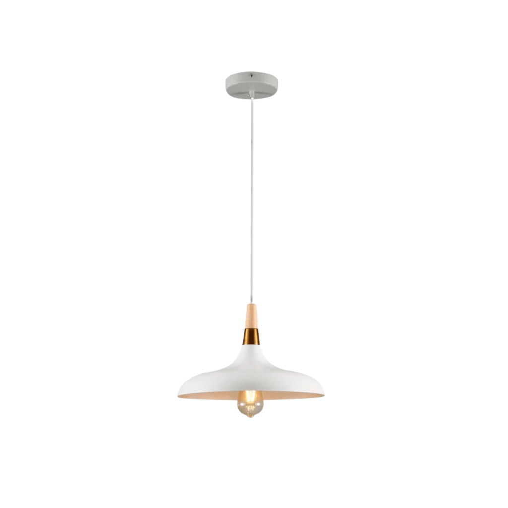 TKLD Pendant & Chandeliers Capo Black/White Flat Nordic Wood Metal E27 Pendant Ceiling Light  - 345 mm