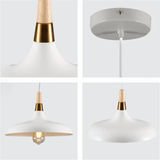 TKLD Pendant & Chandeliers Capo Black/White Flat Nordic Wood Metal E27 Pendant Ceiling Light  - 345 mm