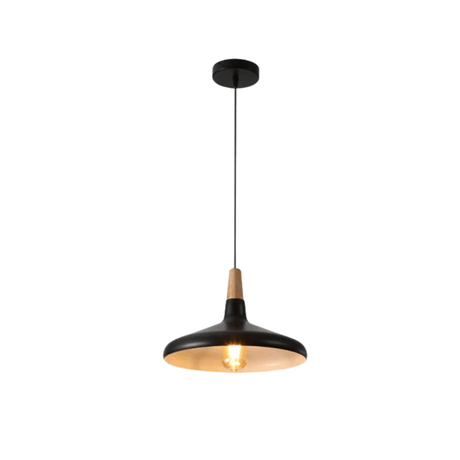 TKLD Pendant & Chandeliers Capo Black/White Flat Nordic Wood Metal E27 Pendant Ceiling Light  - 345 mm