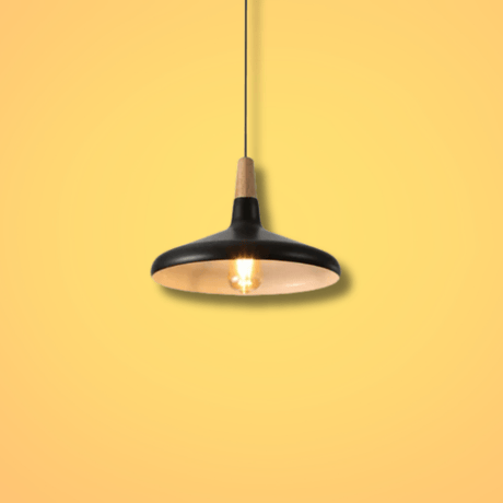 TKLD Pendant & Chandeliers Capo Black/White Flat Nordic Wood Metal E27 Pendant Ceiling Light  - 345 mm