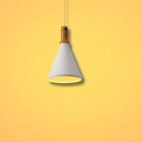 TKLD Pendant & Chandeliers Capo White Cone Nordic Wood Metal E27 Pendant Ceiling Light  - 250 mm