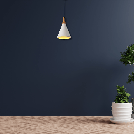 TKLD Pendant & Chandeliers Capo White Cone Nordic Wood Metal E27 Pendant Ceiling Light  - 250 mm