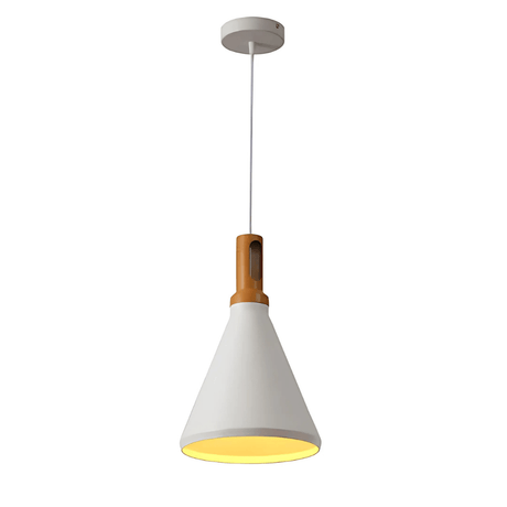 TKLD Pendant & Chandeliers Capo White Cone Nordic Wood Metal E27 Pendant Ceiling Light  - 250 mm