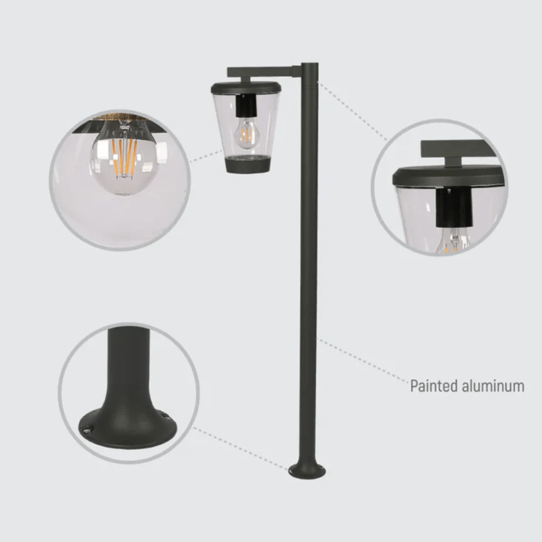 TKLD Outdoor Lighting Cavado Dark Grey Outdoor Pathway Bollard Lawn Light - 40W