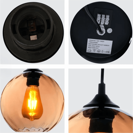 TKLD Pendant & Chandeliers Celestial Amber Dimpled Glass Globe Pendant Ceiling Light -  D300mm