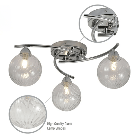 TKLD Ceiling Lights Chrome Metal 3xG9 Clear Glass Ceiling Light - 5W