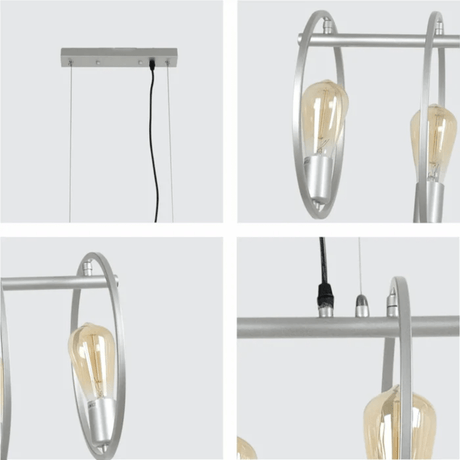TKLD Ceiling Lights Circle Caged Silver Grey Island Chandelier Ceiling Light - 40W