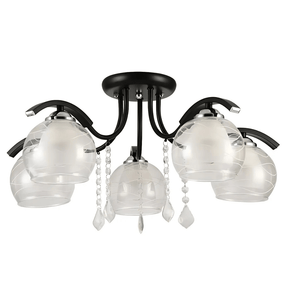 TKLD Ceiling Lights Clear Opal Double Layer Bell 5 Lamp Glass Semi Flush Ceiling Light - 40W