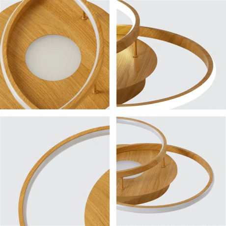 TKLD Ceiling Lights Contemporary Nordic Scandinavian Flush LED Circles Wood Finishing Ceiling Light with Remote Control - 34W