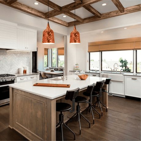 TKLD Pendant & Chandeliers Copper Metal Golden Hammered Bell E27 Pendant Ceiling Light - 200 mm