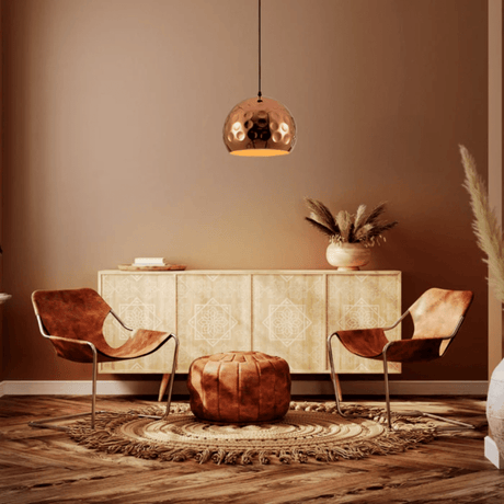TKLD Pendant & Chandeliers Copper Metal Golden Hammered Dome E27 Pendant Ceiling Light - 300mm/350mm