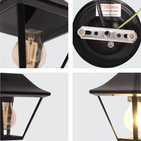 TKLD Pendant & Chandeliers Cottage Matt Black E27 Pendant Ceiling Light Lamp - 60W