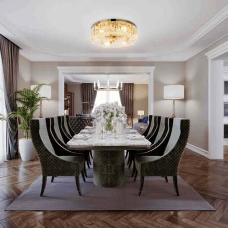 TKLD Pendant & Chandeliers Crystal Round Flush Chandelier Light - 40W