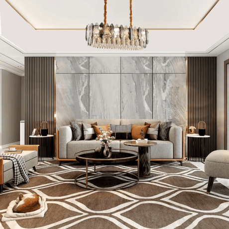 TKLD Pendant & Chandeliers Deluxe Smoky Clear Crystal Modern Island Chandelier Light Gold - L890mm