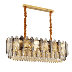 TKLD Pendant & Chandeliers Deluxe Smoky Clear Crystal Modern Island Chandelier Light Gold - L890mm