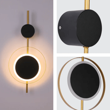 TKLD Wall & Sconce Lights Designer Geometric Black Moon In Gold Circle Modern LED Wall Light - 8W