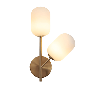 TKLD Wall & Sconce Lights Double Lamp Gold Aluminium Bronze Metal Opal Glass Cylinder Wall Light - G9