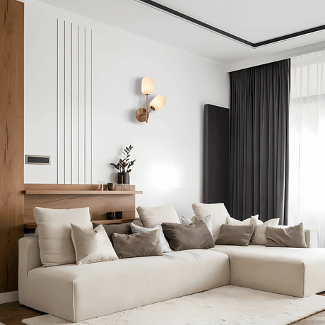 TKLD Wall & Sconce Lights Double Lamp Gold Aluminium Bronze Metal Opal Glass Cylinder Wall Light - G9