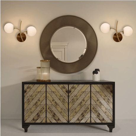 TKLD Wall & Sconce Lights Double Lamp Gold Aluminium Bronze Metal Opal Glass Globe Wall Light - 20W