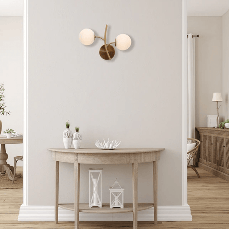TKLD Wall & Sconce Lights Double Lamp Gold Aluminium Bronze Metal Opal Glass Globe Wall Light - 20W