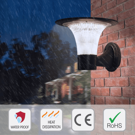 TKLD Wall & Sconce Lights Dual Black CCT Solar LED Wall Pathway Light - 15W