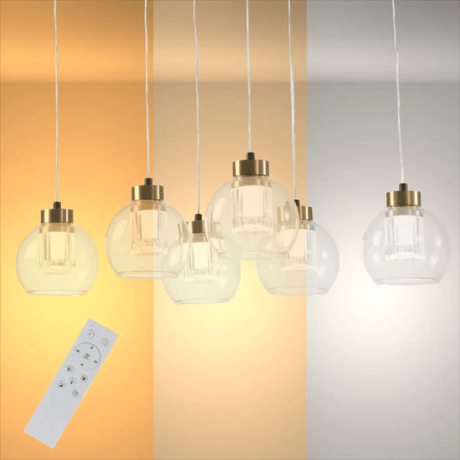TKLD Pendant & Chandeliers Eleganza 6 Lamp Rectangle Lumina Adjustable LED Chandeliers