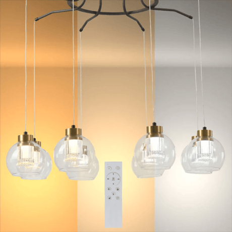 TKLD Pendant & Chandeliers Eleganza 8 Lamp Round Lumina Adjustable LED Chandeliers