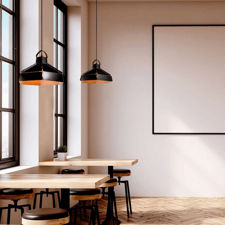 TKLD Pendant & Chandeliers Esagono Black Midi Maxi Metal E27 Pendant Ceiling Light - 355mm/410mm