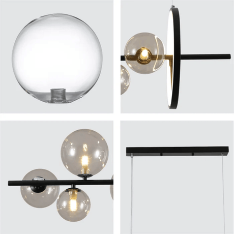TKLD Pendant & Chandeliers Expanse Ring Black Clear Globe Glasses LED Island Chandelier Ceiling Light - 20W