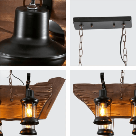 TKLD Pendant & Chandeliers Farmhouse Wood Marine Galley Nautical Kitchen Island Chandelier Ceiling Light - 900mm