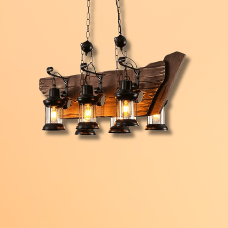 TKLD Pendant & Chandeliers Farmhouse Wood Marine Galley Nautical Kitchen Island Chandelier Ceiling Light - 900mm