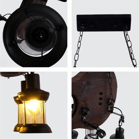 TKLD Pendant & Chandeliers Farmhouse Wood Marine Guitar Nautical Kitchen Island Chandelier Ceiling Light