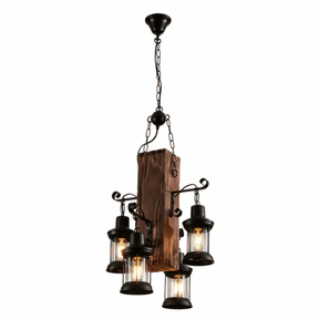 TKLD Pendant & Chandeliers Farmhouse Wood Marine Timber Vertical Nautical Kitchen Island Chandelier Ceiling Light