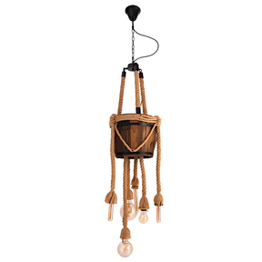 TKLD Pendant & Chandeliers Firewood Basket 6 Hemp Rope Farmhouse Ceiling Chandelier Light - 40W