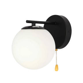 TKLD Pendant & Chandeliers Globe 1xE27 Rod OPAL+ Black Wall Light - 52030