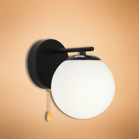 TKLD Pendant & Chandeliers Globe 1xE27 Rod OPAL+ Black Wall Light - 52030