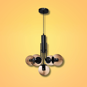 TKLD Pendant & Chandeliers Globe Glass Black Body Amber or Smoky E27 Pendant Chandelier Ceiling Light