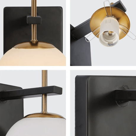 TKLD Wall & Sconce Lights Gold Aluminium Bronze Body Opal White Glass Globe Wall Light - 40W