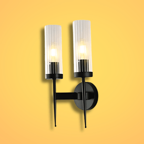 TKLD Wall & Sconce Lights Gold Aluminium Bronze or Black Clear Reeded Cylinder Glass Wall Sconce Light
