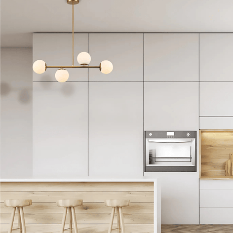 TKLD Pendant & Chandeliers Gold Metal Body Opal Glass Globes 4xE27 Ceiling Light