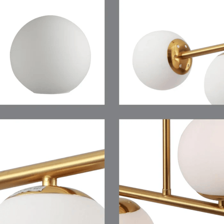 TKLD Pendant & Chandeliers Gold Metal Body Opal Glass Globes 4xE27 Ceiling Light