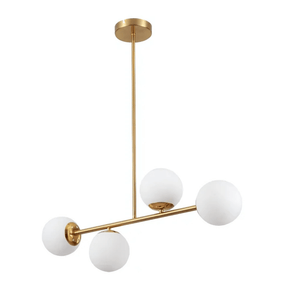 TKLD Pendant & Chandeliers Gold Metal Body Opal Glass Globes 4xE27 Ceiling Light