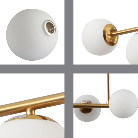 TKLD Pendant & Chandeliers Gold Metal Body Opal Glass Globes Kitchen Island Chandelier 6xG9 Ceiling Light